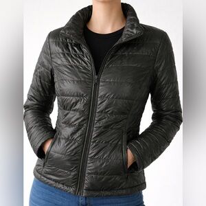 Misesny Couture Womens Sherpa Lined Quilted Puffer Jacket Green LN1501‎ Large